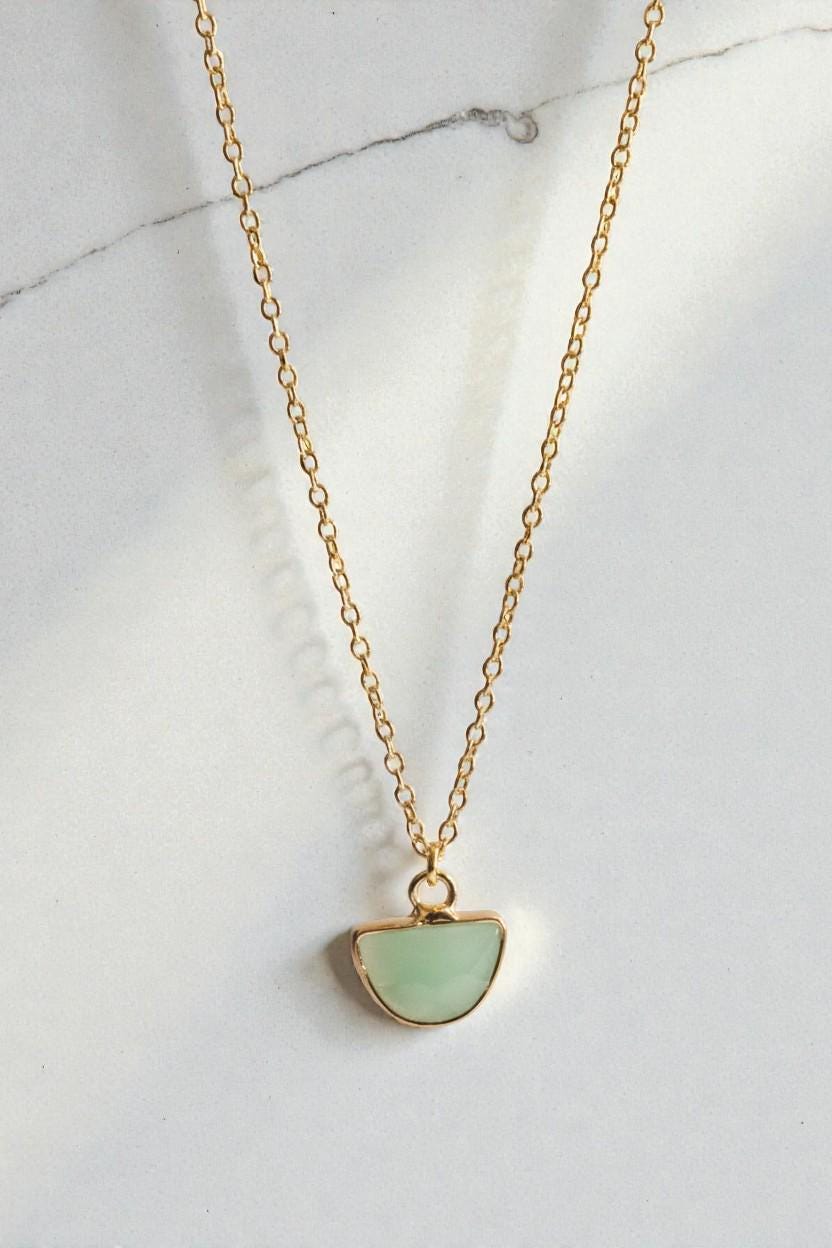 Gold Half-Moon Pendant Necklace