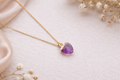 Amethyst healing crystal pendant necklace for women in boho style
