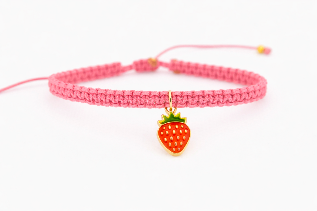 Strawberry Macrame Friendship Bracelet