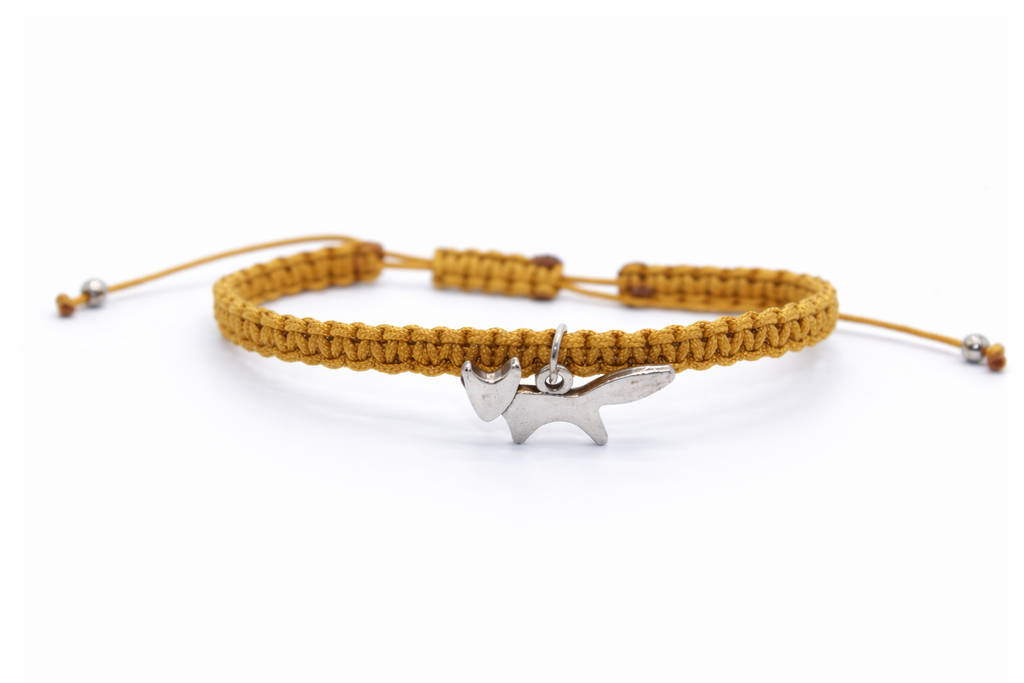 Cute yellow fox charm friendship bracelet boho jewelry