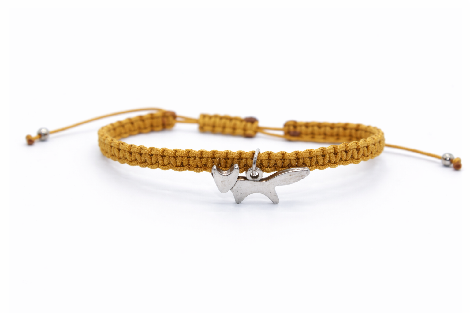 Cute yellow fox charm friendship bracelet boho jewelry