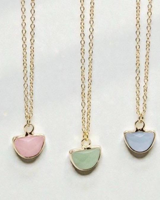 Gold half moon necklace with gold plated stainless steel chain
