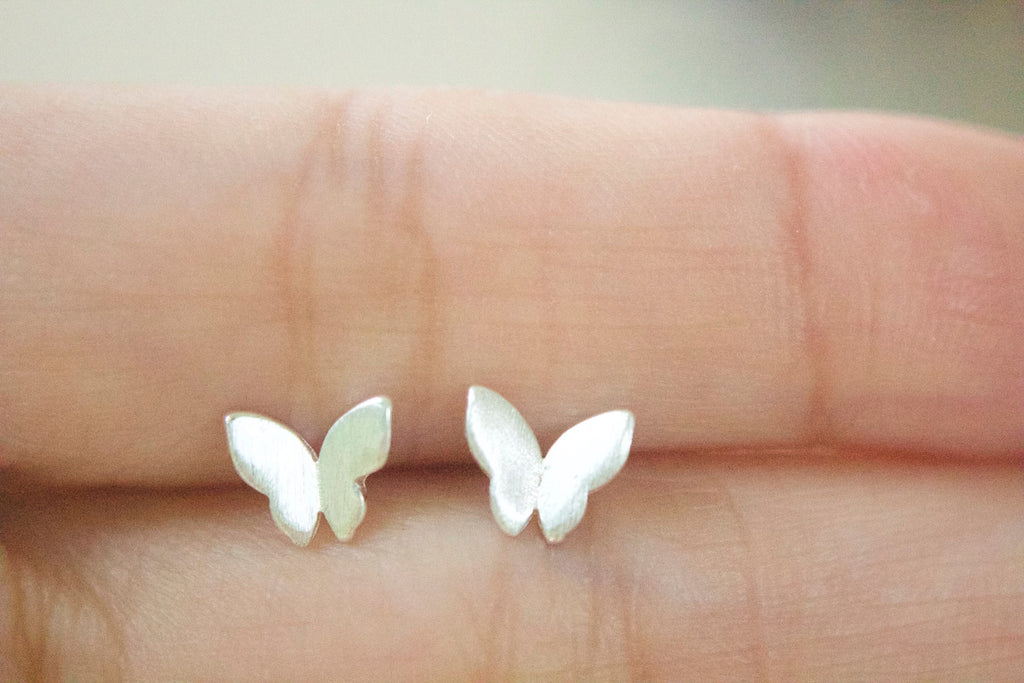 Hypoallergenic sterling silver butterfly stud earrings