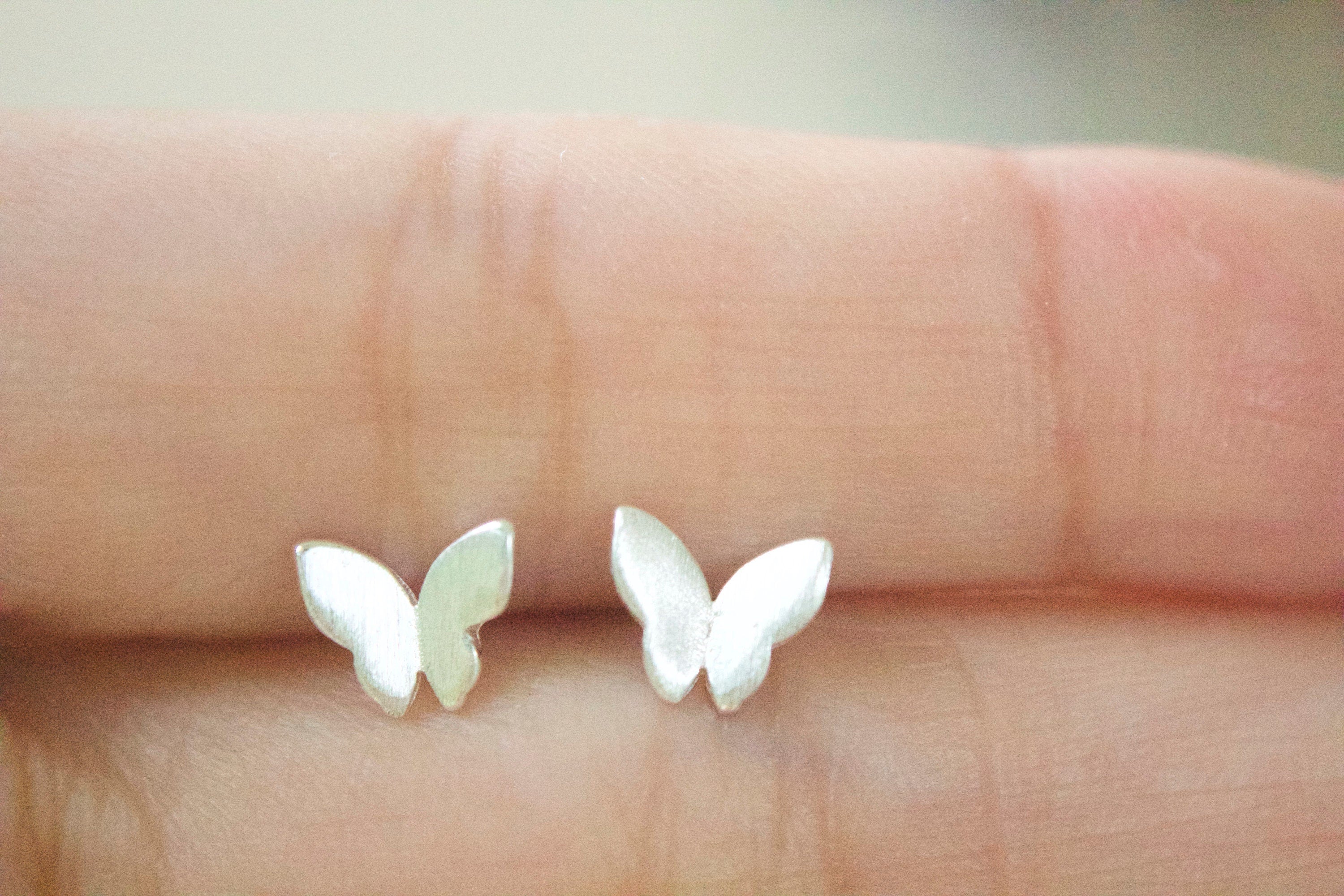 Hypoallergenic sterling silver butterfly stud earrings