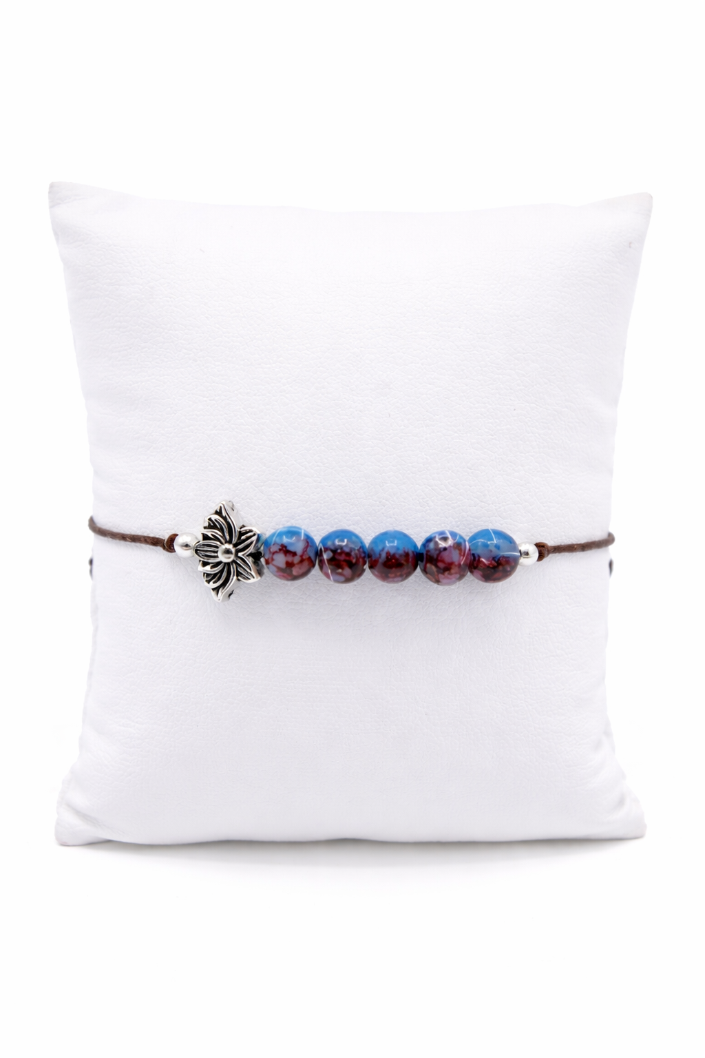 Lotus Bracelet with swirl glass beads 