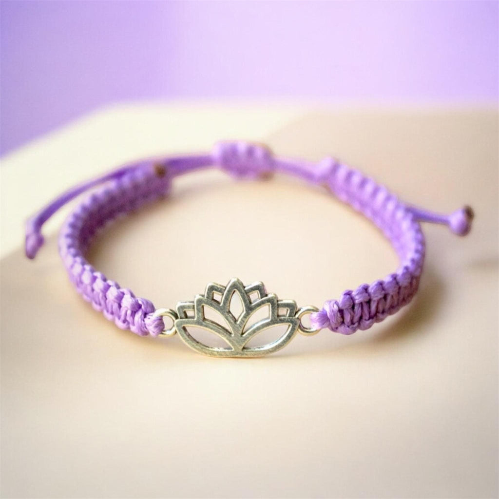 Lotus macrame bracelet adjustable boho yoga jewelry
