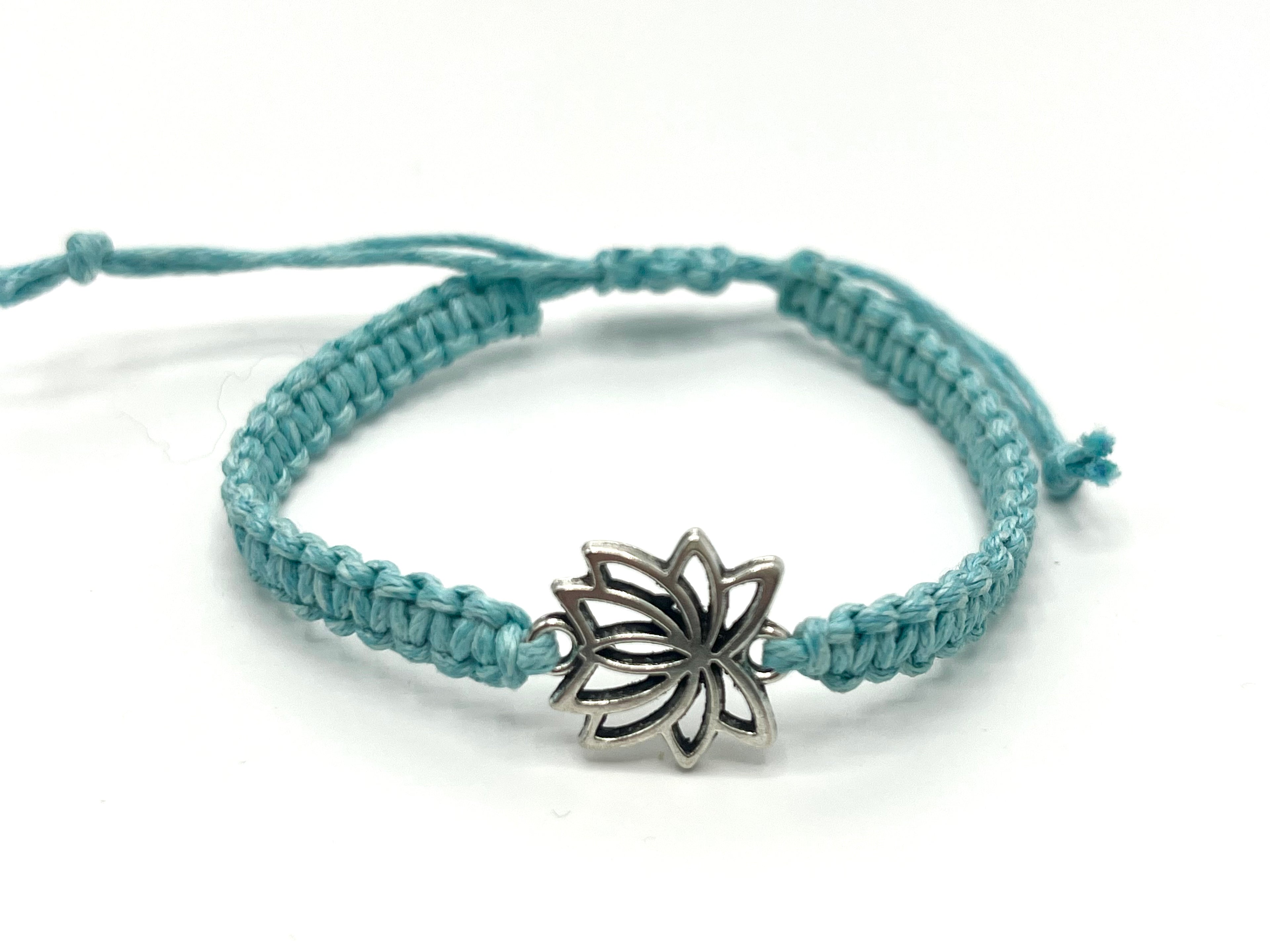 Unisex yoga macrame bracelet with lotus flower symbol