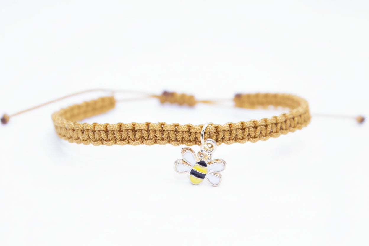 adjustable macrame bracelet worn on wrist boho style