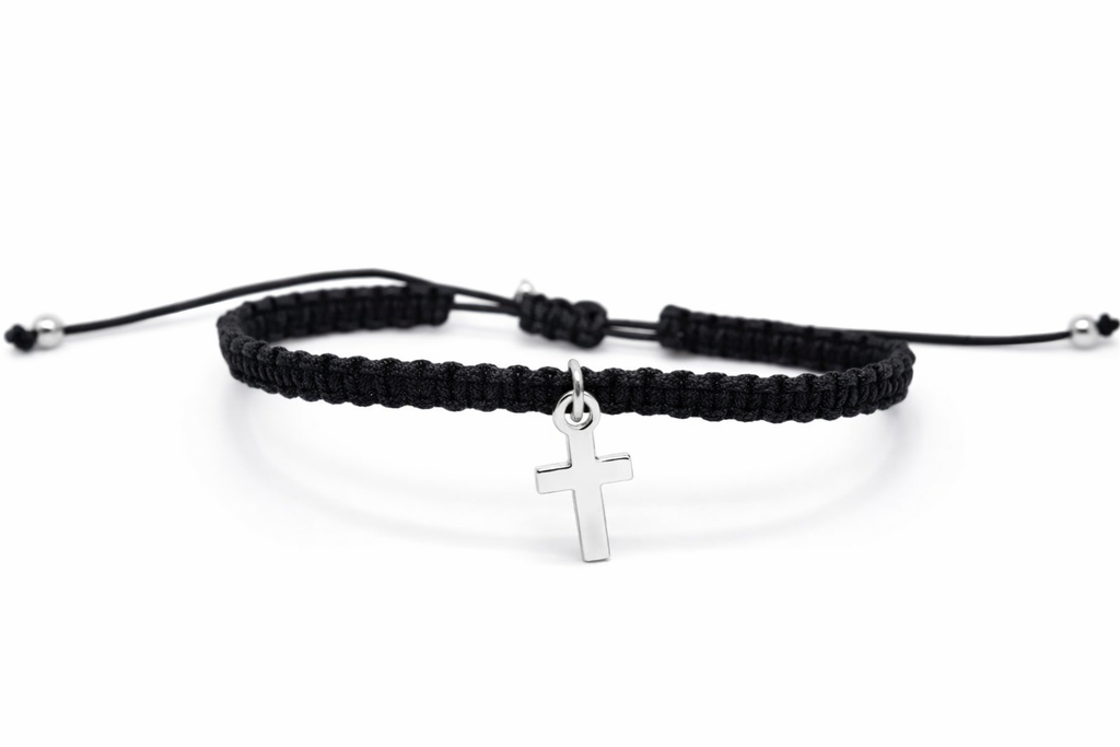 minimalist cross charm bracelet