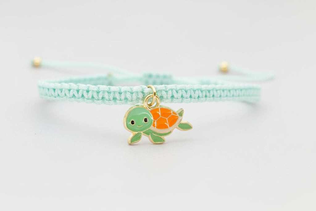 adjustable turtle charm macrame bracelet handmade boho jewelry