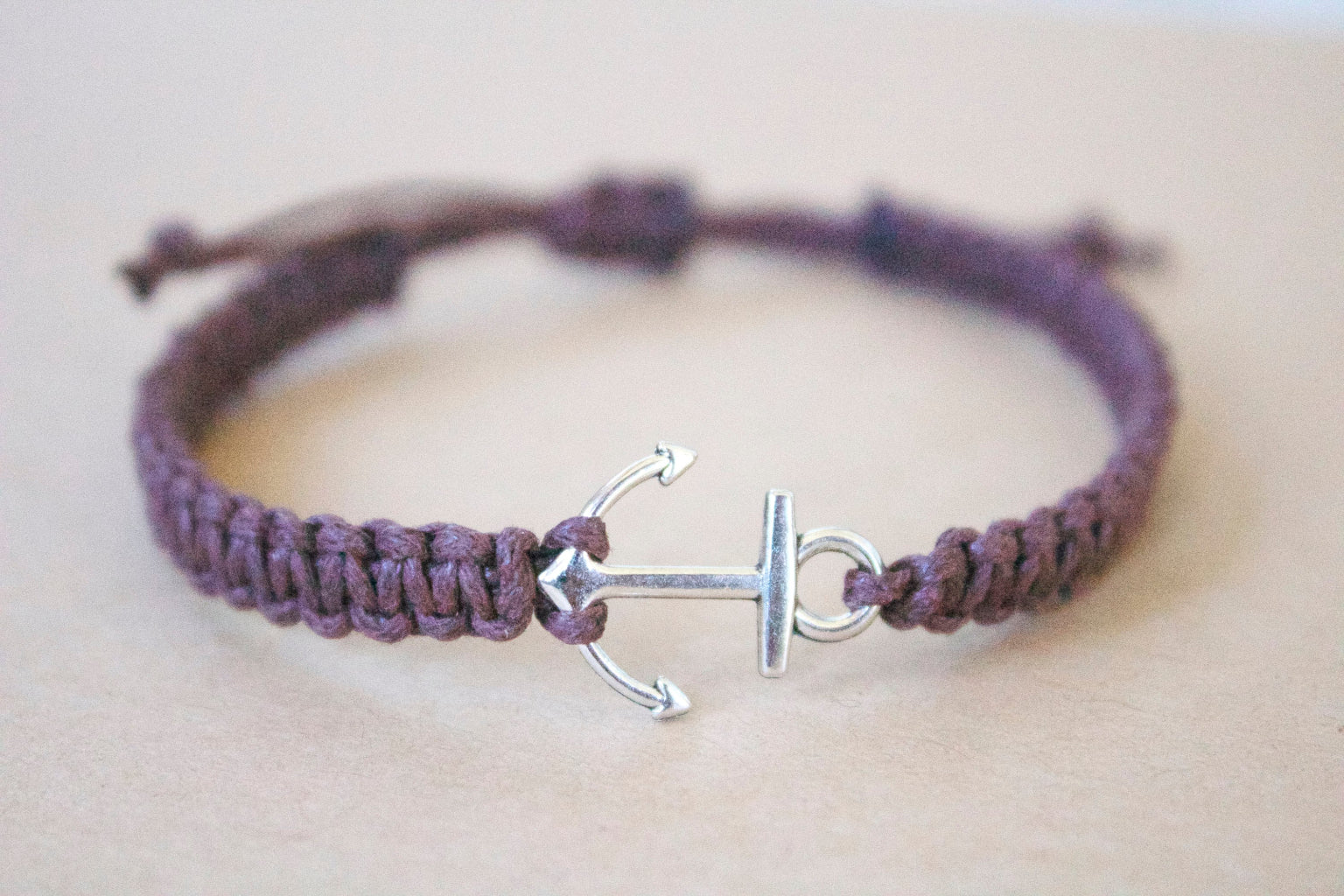 adjustable unisex nautical macrame bracelet on wrist