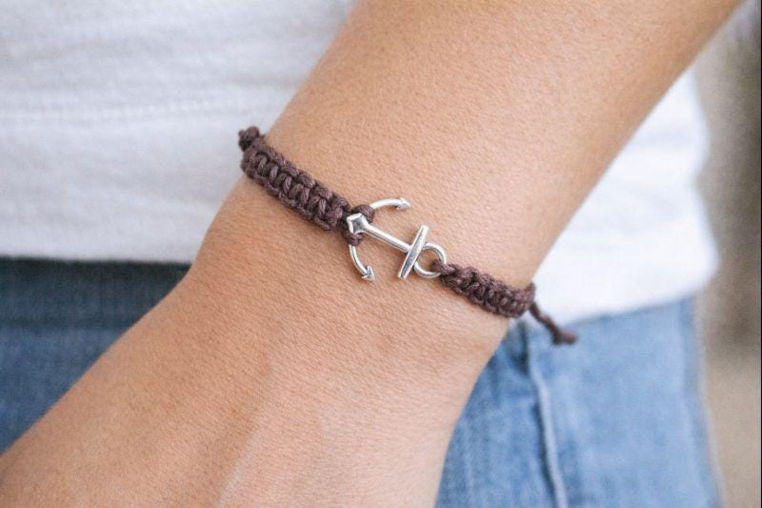anchor macrame friendship bracelet adjustable nautical jewelry
