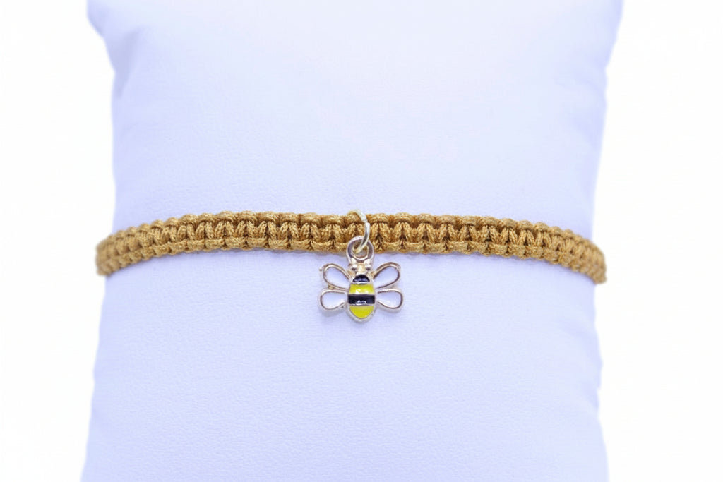 bee charm macrame bracelet friendship gift idea