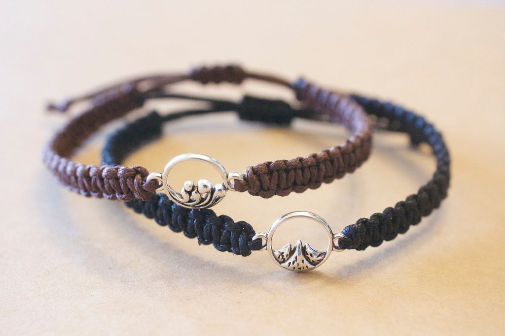boho macrame mountain bracelet for hikers and outdoor lovers