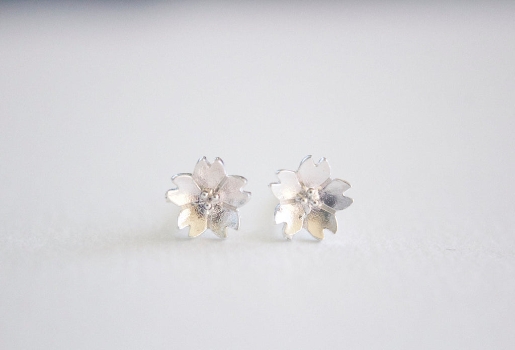 close up sterling silver floral stud earrings for sensitive ears
