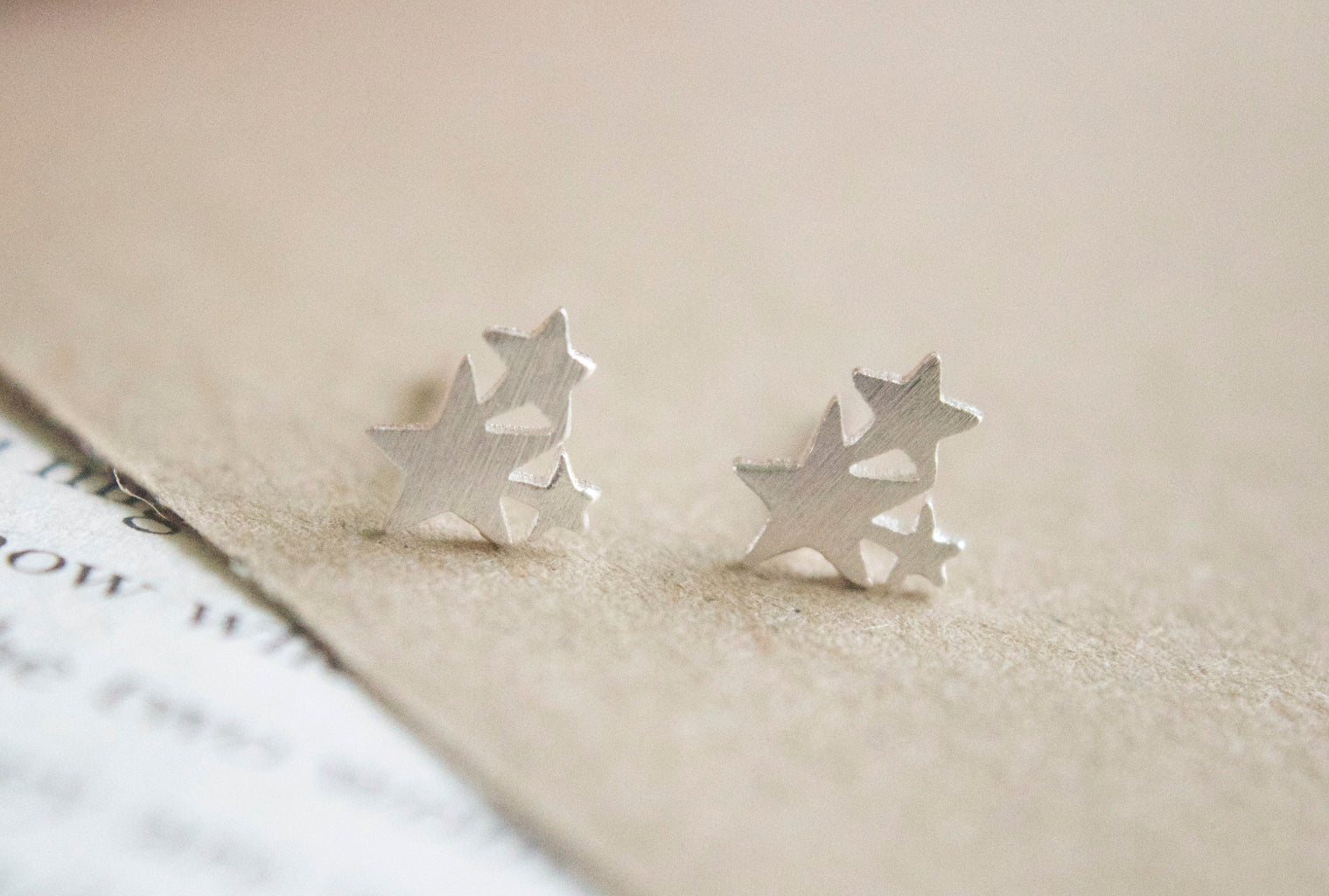 minimalist star stud earrings trio silver jewelry
