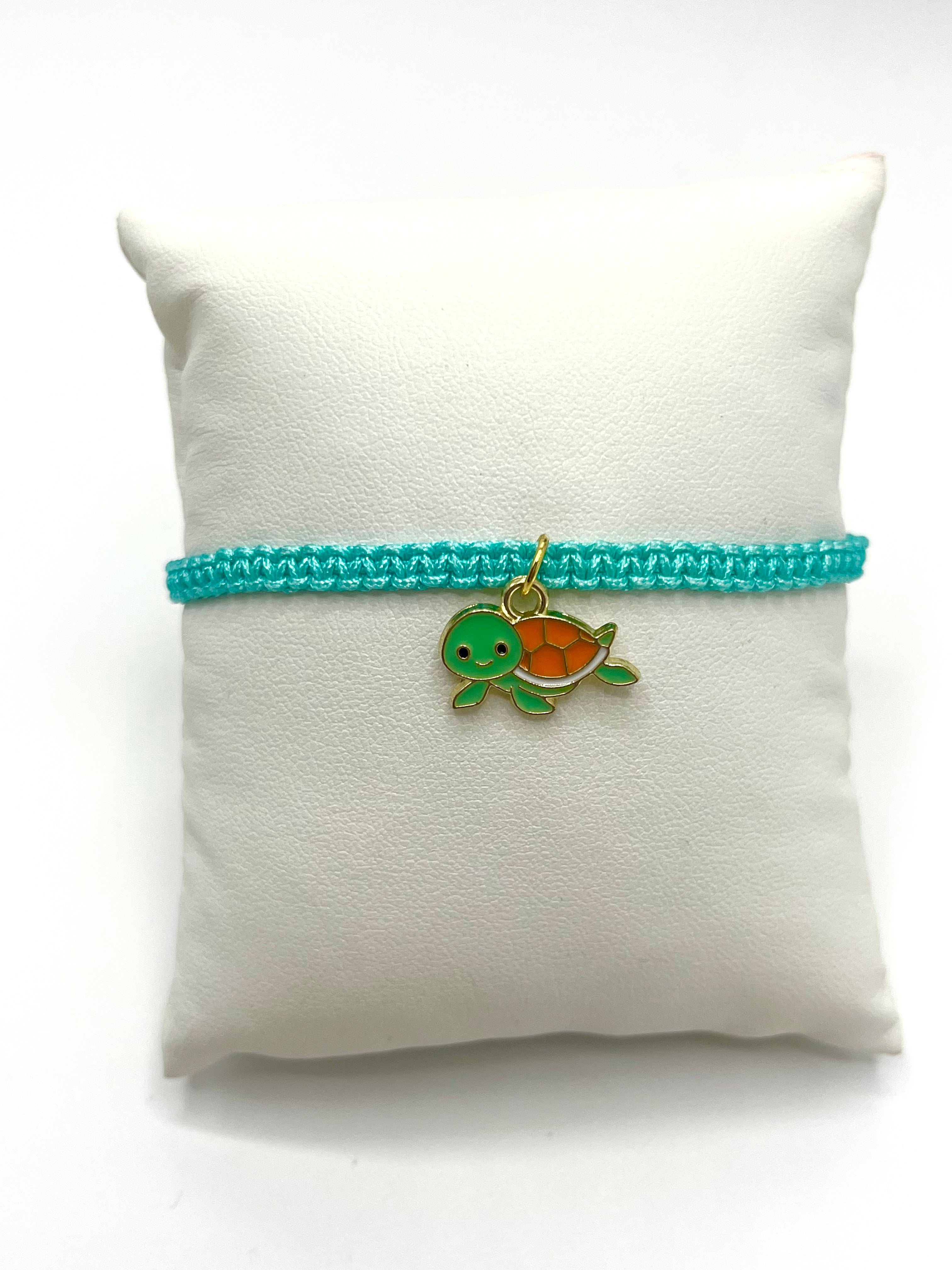 ocean inspired turtle macrame bracelet adjustable cord