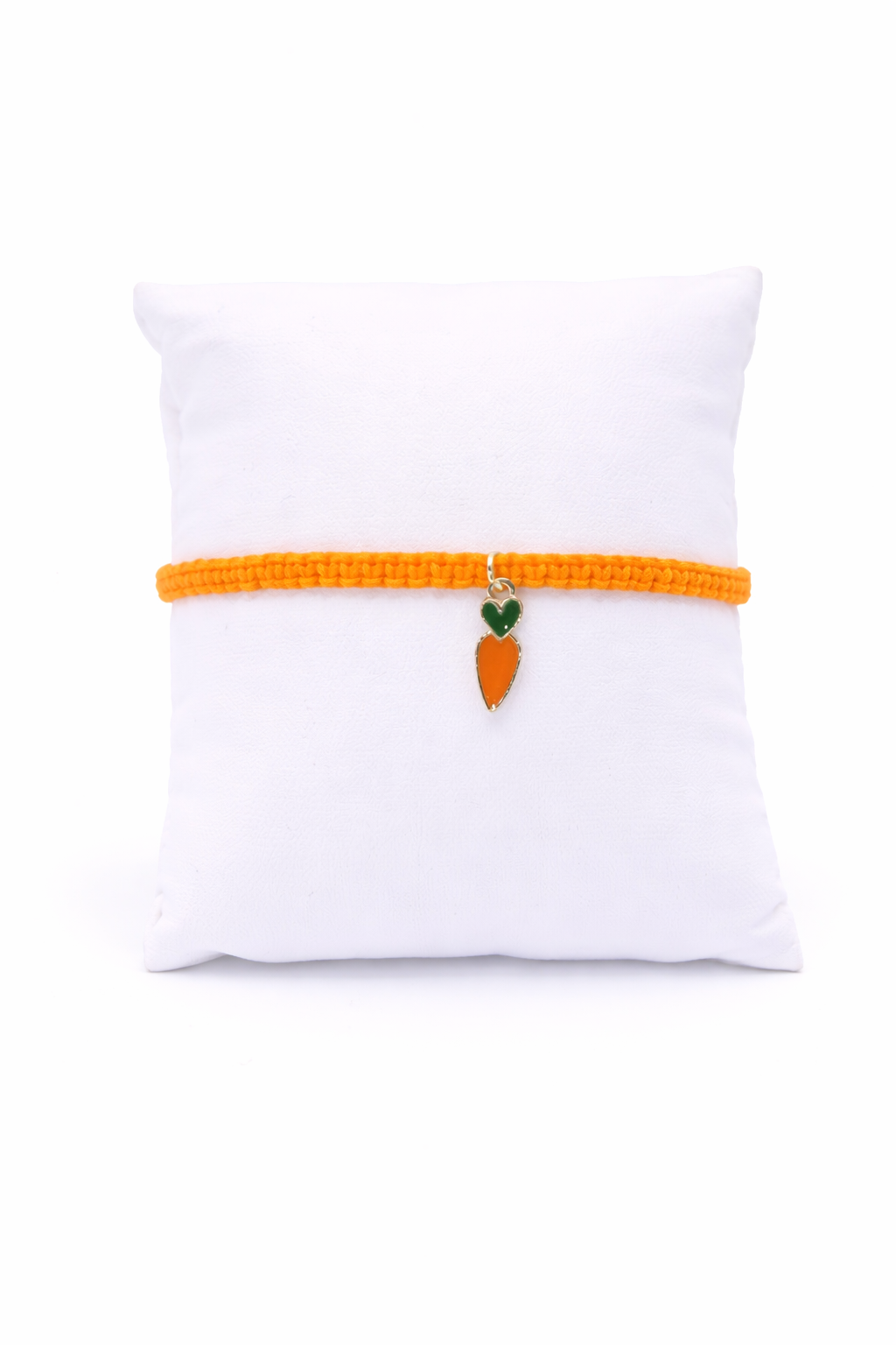 orange bracelet and carrot charm 