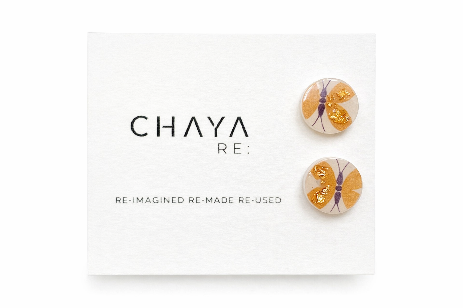 upcycled paper butterfly stud earrings eco friendly handmade jewelry